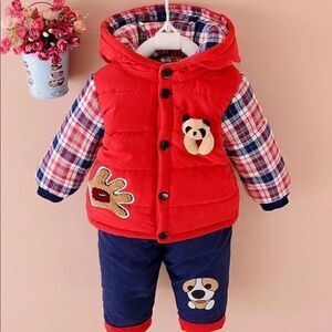 Set of winter clothes for boys, warm down jacket + pants, coat with long sleeves